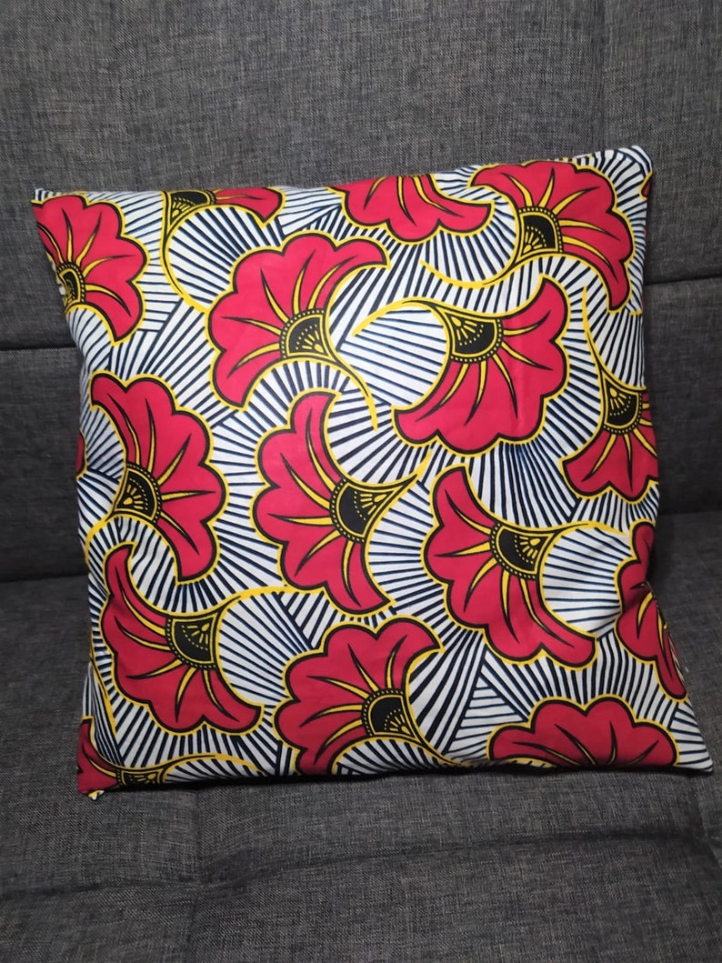 Housse de coussin wax Fleur de mariage Rouge doré image 2