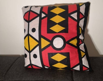 Wax cushion cover - Mixed Red Black White Yellow 1