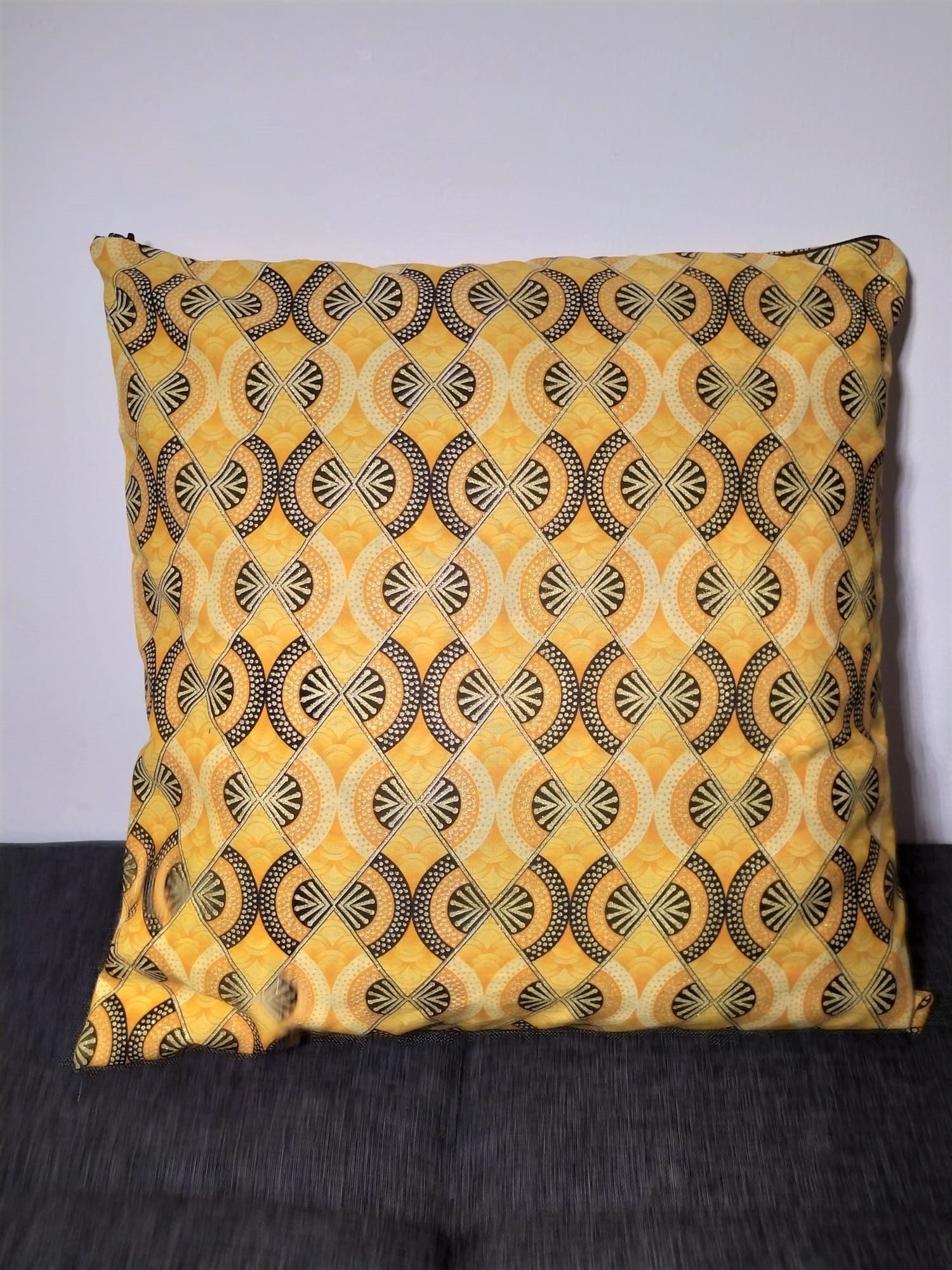 Housse de Coussin - Wax Satiné Losange Jaune