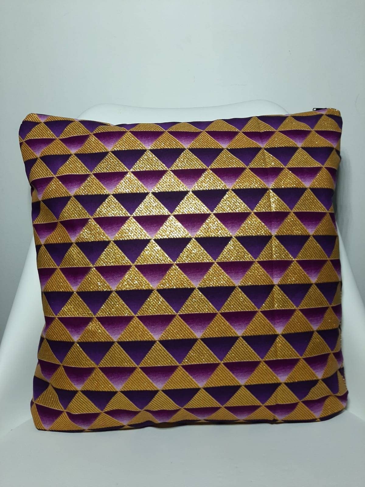 Housse de Coussin - Wax Carré Violet Doré