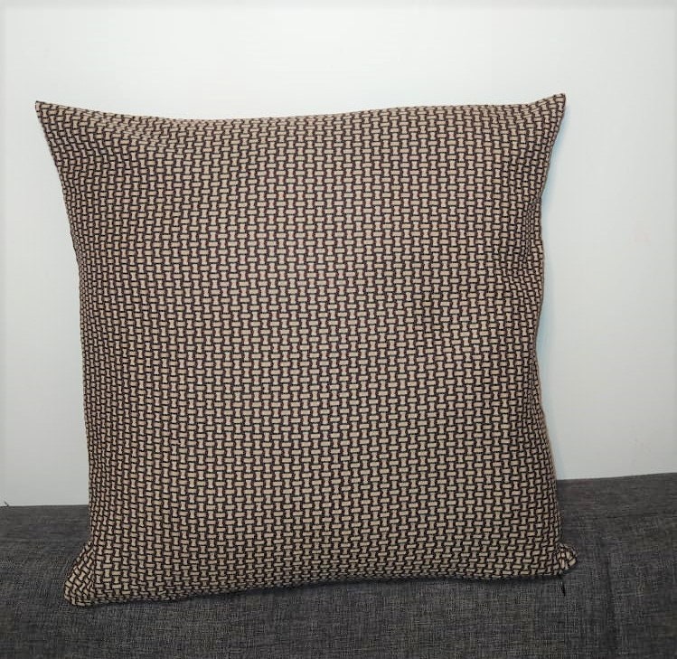 Housse de Coussin Vintage - Maille Marron Motif