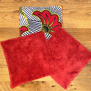 Washable wipes for multiple use - In Wax 100% cotton and micro sponge natural bamboo certified OEKO-TEX® - Golden red wedding flower