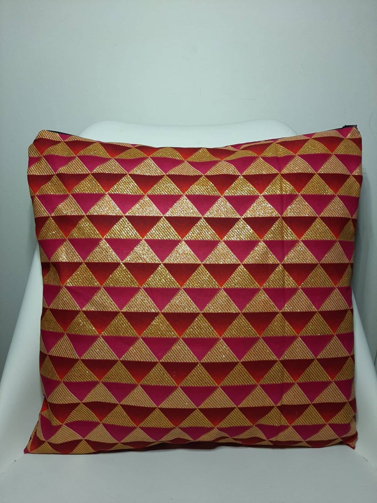 Housse de Coussin - Wax Carré Rose Doré