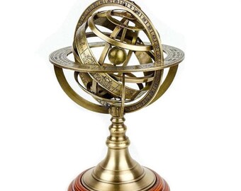 Brass Armillary Sphere Astrolabe Nautical Marine Tabletop Globe ~ Armillary Sphere Globe Spherical (8 Inch Height)