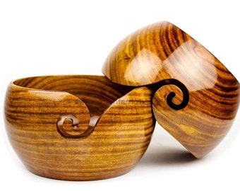 Wooden yarn bowl large 7 x 7 x 4 Inch new design yarn storage mango wood Bhartiya Handicrafts