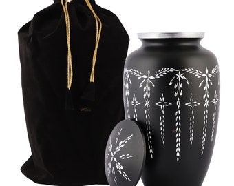 Cremation Urns for Adult Ashes 200 Cubic Inches WCI Cremation Urns for Human Ashes Adult Silver Engraved Adult Large Urns for Cremated Remains with Velvet Bag Urns for Ashes