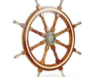 Nautical Ship Wheel Distress Gaston Turcotte Ship Wheel Wooden Captain Boat Steering Wheel, Brass Pirate Ship's Wheel Christmas Décor Gift,