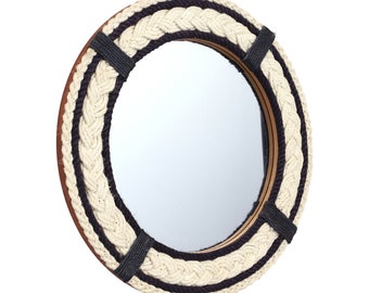 Round Rope Wall Mirror - Nautical Jute Rope Mirror, Large Wall Mirror - Rustic Wall Mirror Modern Decorative Mirror for Bathroom, Bedroom