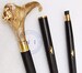 Premium Wooden Walking Cane Stick with Lion Head | Walking cane with Black Shaft | Silver And Golden Beautiful Brass lion Head walking stick 