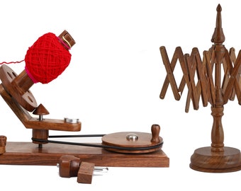 Rosewood Yarn Winder, Heavy Duty Yarn Ball Winder, Wooden Yarn Winder for Knitting Crocheting, Combo Set - Wooden Yarn Winder & Table Top