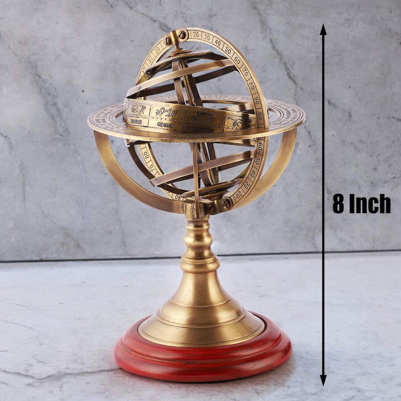 Brass Armillary Sphere Astrolabe Nautical Marine Tabletop Globe Armillary Sphere Globe Spherical 8 Inch Height imagem 4