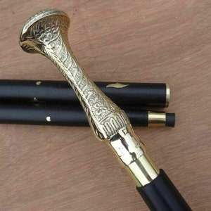 Walking Canes for Men Women Wooden Walking Stick Brass Handle knob Black Brass Inlay Fashionable Canes - Fancy Cane for Men and Women