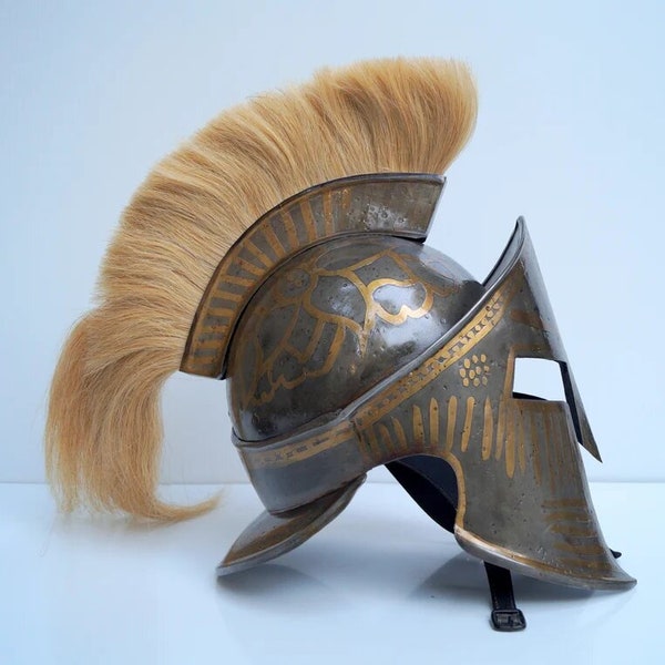 Bhartiya Handicrafts Medieval Armour King Leonidas Greek Spartan Roman Helmet, Warrior Headwear Costume, Men's Sparta 300 Movie Helmet