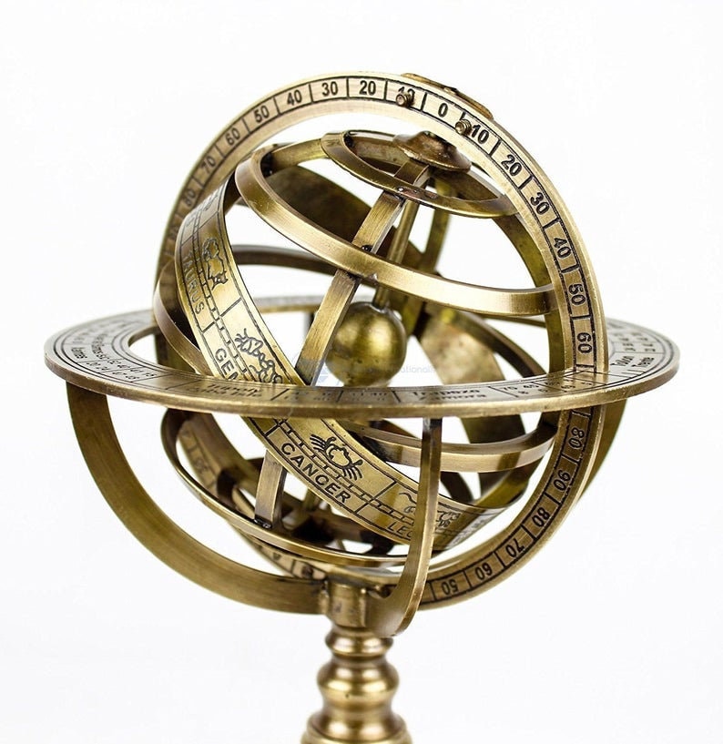 Brass Armillary Sphere Astrolabe Nautical Marine Tabletop Globe Armillary Sphere Globe Spherical 8 Inch Height imagem 7