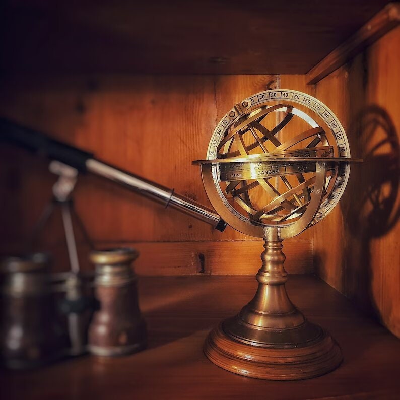 Brass Armillary Sphere Astrolabe Nautical Marine Tabletop Globe Armillary Sphere Globe Spherical 8 Inch Height imagem 6