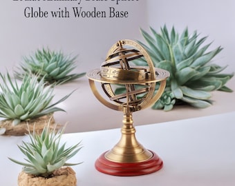 Sphère armillaire en laiton, astrolabe, globe marin nautique de table ~ sphère armillaire sphérique (8 pouces de hauteur)