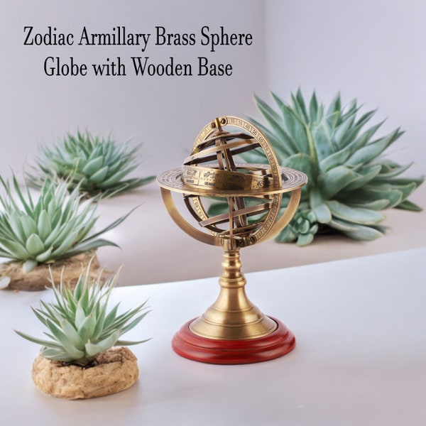 Brass Armillary Sphere Astrolabe Nautical Marine Tabletop Globe ~ Armillary Sphere Globe Spherical (8 Inch Height)