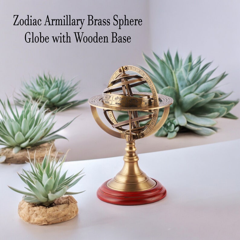 Brass Armillary Sphere Astrolabe Nautical Marine Tabletop Globe Armillary Sphere Globe Spherical 8 Inch Height imagem 1