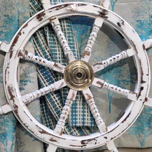 Wooden Ship Steering Wheel | Pirate Rustic Captain Ship Wheel | Nautical Wheel Brass Anchor Ships Steering Wheel (All size Available)