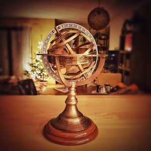 Brass Armillary Sphere Astrolabe Nautical Marine Tabletop Globe Armillary Sphere Globe Spherical 8 Inch Height imagem 8