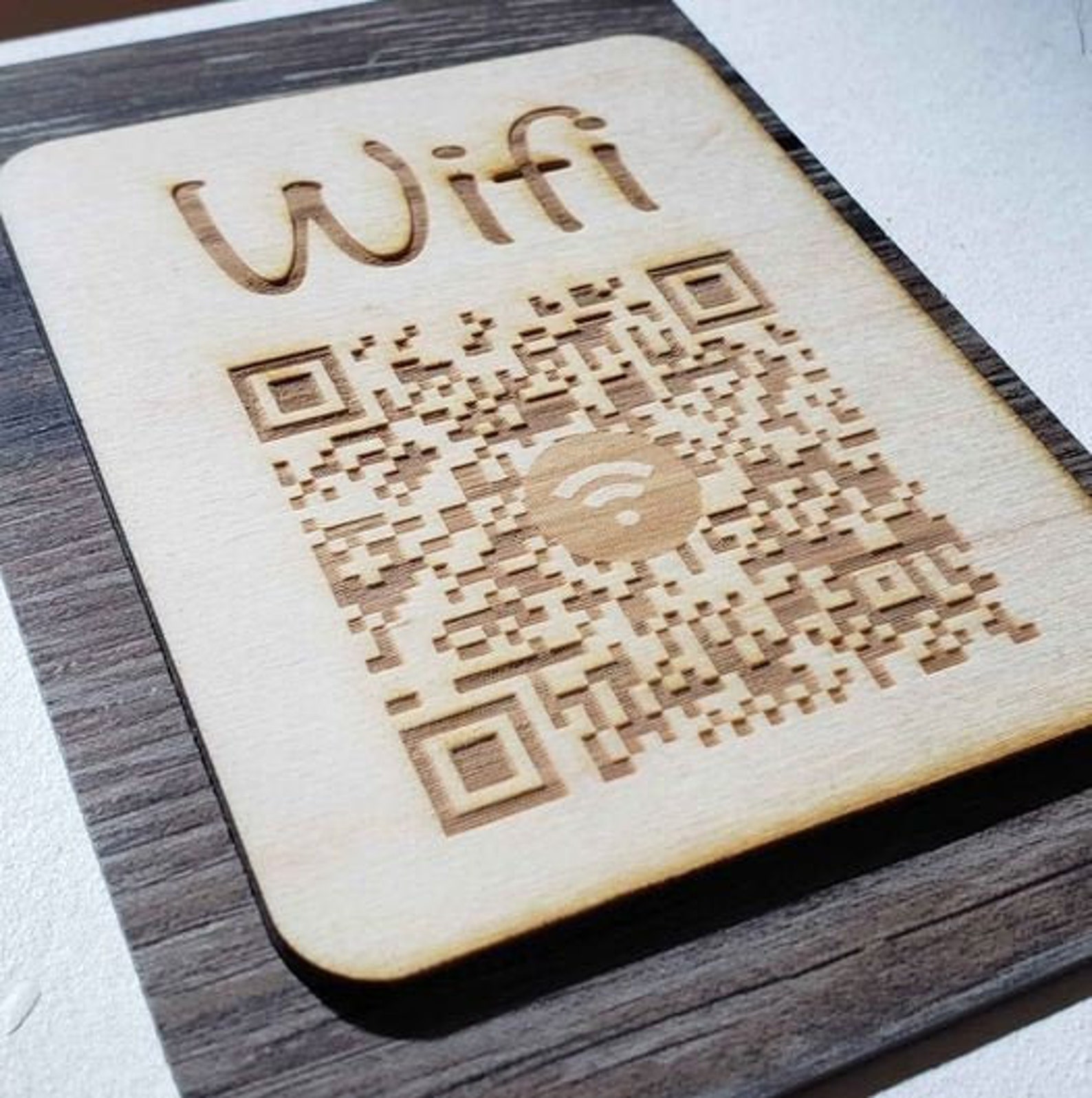 Custom Wifi QR Code Sign Laser Engraved | Etsy