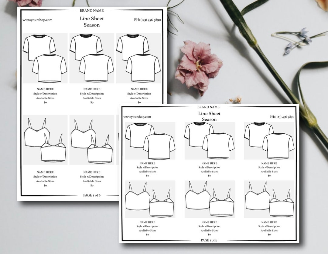 Line Sheet Template Fashion Design Product Catalog Adobe Illustrator Etsy Line Sheet Template Fashion Design Product Catalog Adobe Illustrator Etsy