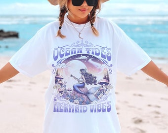 Cosmic Mermaid Ukulele T-shirt: Ocean Vibes Sirencore Tee