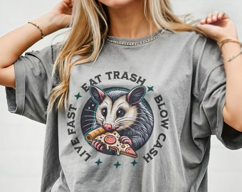 Opossum Pizza Shirt: Live Fast Eat Trash Graphic Tee