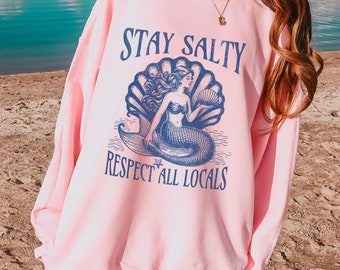 Sudadera Mermaidcore con estilo y respeto a los lugareños. Sudadera vintage de sirena. Sudadera ecológica inspirada en el océano. Ropa Mermaidcore.