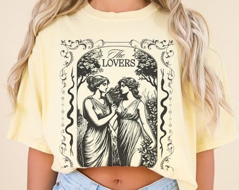 Os Amantes Afrodite Deusas Gregas Tarô Camisa, Camisa Afrodite, Camisa Sáfica, Afrodite Não Binária lgbtq Carta de Tarô Os Amantes wlw