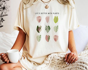 Planta Syngonium: la vida es mejor con plantas/Camiseta de plantas para ella/Camiseta de mamá de plantas/Camiseta de papá de plantas/Camiseta de amante de las plantas/Camiseta de mujer de plantas