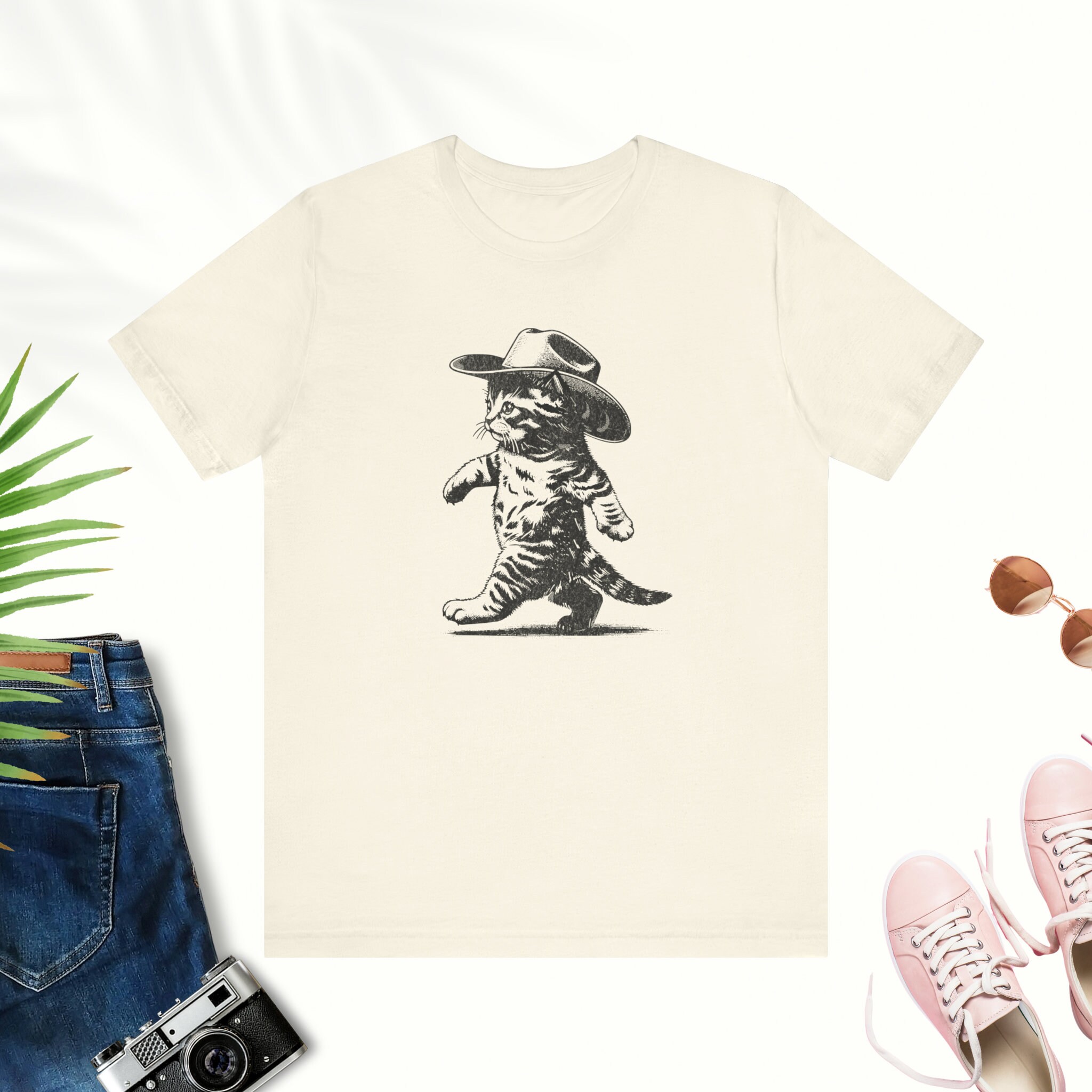 Cowboy Kitty Tshirt, Vintage Cowboy Cat Tshirt, Fun Cowgirl Gift