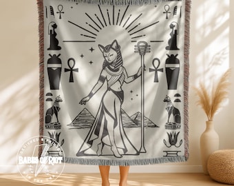 Bastet Egyptian Mythology Blanket Egypt Hieroglyphs Gift Baset Goddess Bast Wall Tapestry Ankh Cover Ubasti Egyptian Goddess Aelurus Phastet