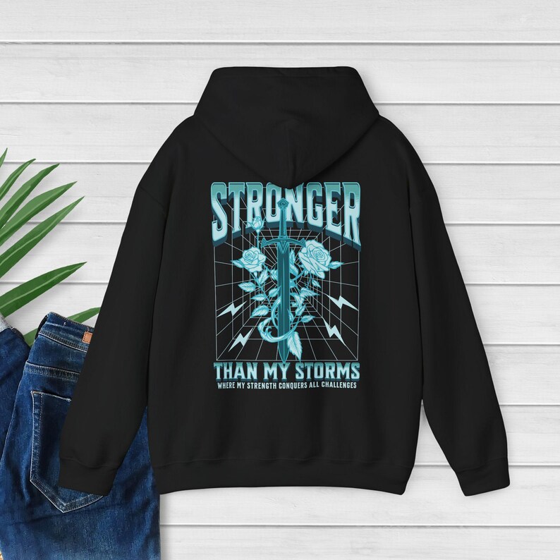 CPTSD Stronger Than My Storm Hoodie Essential Hoodie Hidden Disability Shield of God Hoodie audhd Mentalhealth Hoodie Substance Abuse Shirt