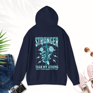 CPTSD Stronger Than My Storm Hoodie Essential Hoodie Hidden Disability Shield of God Hoodie audhd Mentalhealth Hoodie Substance Abuse Shirt