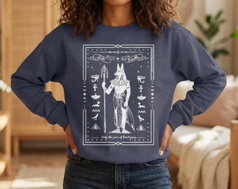 Egyptian Mythology Sweatshirt Egypt Hieroglyphs Eye of Horus Long Sleeve Shirt Ankh Shirt Sacred Geometry Pyramids Anubis and Egyptian Shirt