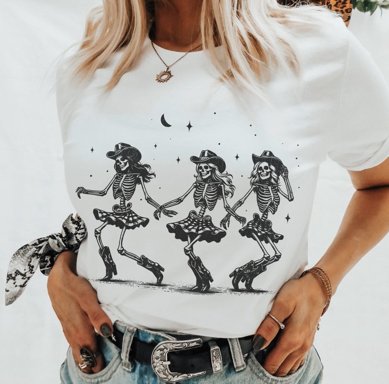 Line Dancing Cowgirl Skeletons, Line Dancing Shirt, Fun Dance Teacher Gifts, In my Dance Mom Era, In my Line Dancing Era, Dancing Skeletons