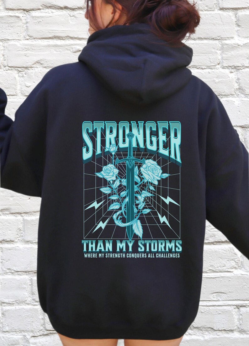 CPTSD Stronger Than My Storm Hoodie Essential Hoodie Hidden Disability Shield of God Hoodie audhd Mentalhealth Hoodie Substance Abuse Shirt