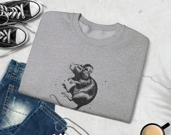 Funny Rat with Headphones Sweatshirt: Music Lover Gift