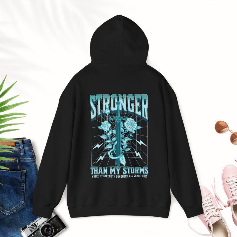 CPTSD Stronger Than My Storm Hoodie Essential Hoodie Hidden Disability Shield of God Hoodie audhd Mentalhealth Hoodie Substance Abuse Shirt
