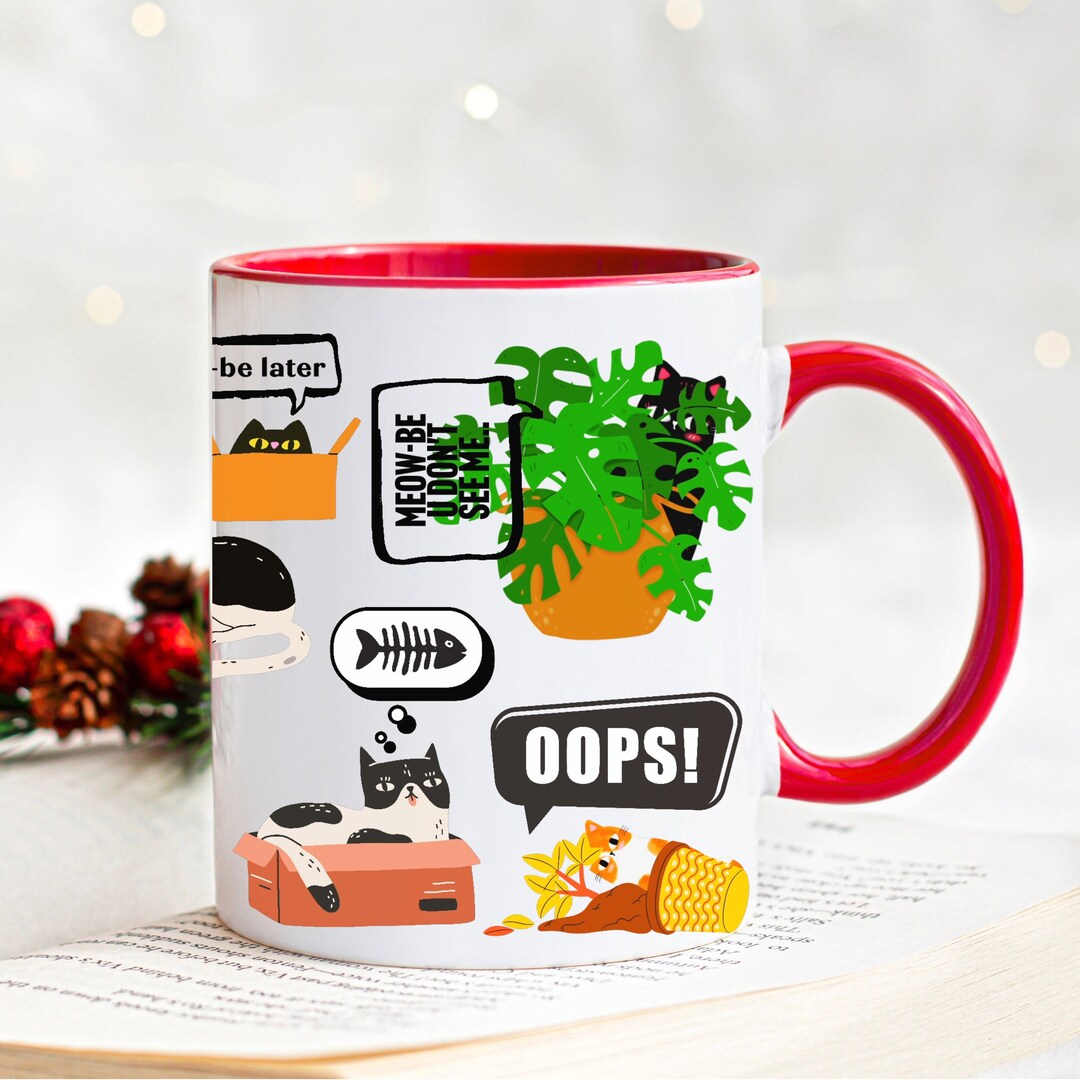 Funny Adhd Cats & Plants Ceramic Coffee Mug Cat Lovers Coffee Mug Cat