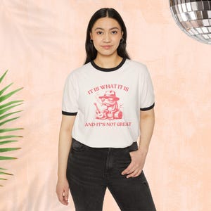 It Is What It Is Funny Vintage Frog Shirt Political Meme Shirt Mood Gifts Funny Mood shirt Eat the Rich Shirt Retro Ringer Shirt Frog Lovers