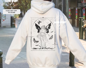 Memento Mori Sweatshirt Memento Vivere Memento Mori Botanical Moth Gothic Sweatshirt Angel Numbers Hoodie Dark Academia Whimsigoth Clothing