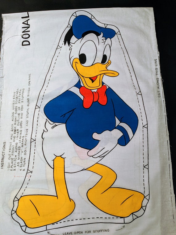 Vintage Donald Duck Doll Pillow Fabric Panel Etsy