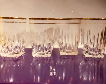 Vintage Libbey gold rimmed glasses