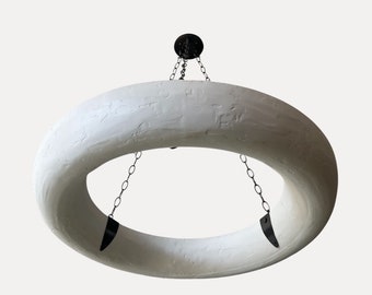 The Halo Large Plaster and Bronze Chandelier Pendant Light