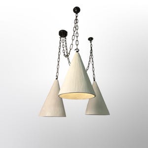 Set of 3 Small Plaster Cone Pendant Lights