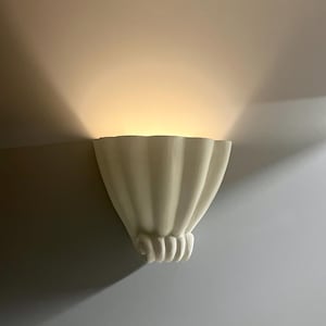 Plaster Scallop Shell Wall Sconce  | Hand Painted in Farrow & Ball Slipper Satin | 31cm Tall | Wired for Any Country | US/UL/Europe