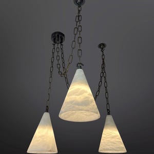 Triple Cluster Alabaster Cone Pendant Lights 20cm