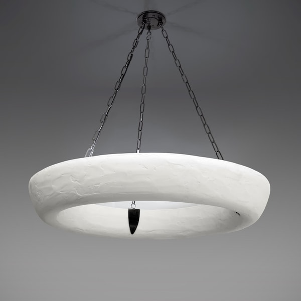 Duża lampa wisząca Halo z gipsu i brązu